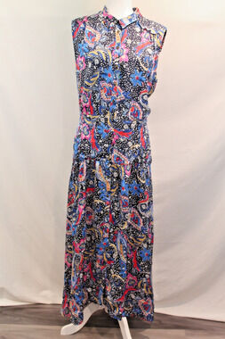 Maeve Anthropologie Paisley Maxi Dress Womens size 14 Collar Button Up Whimsical